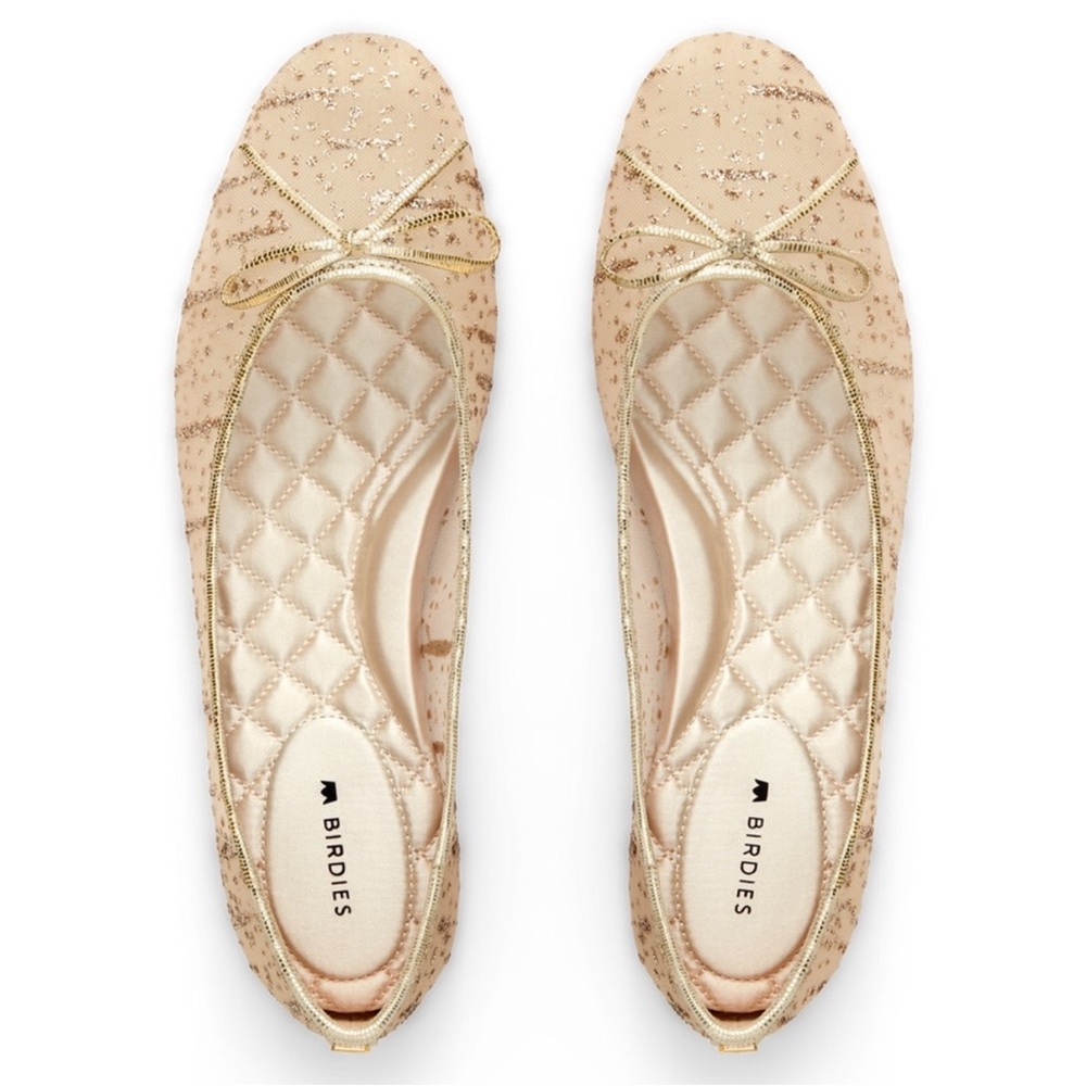 Birdies The Songbird in gold mesh sparkle flats size 9